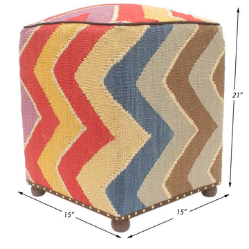 handmade Modern Ottoman Red Blue Hand-made SQUARE handmade ottoman pouf